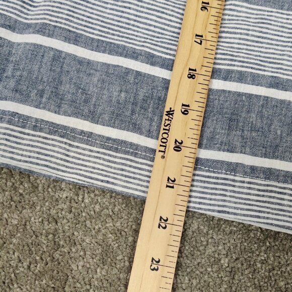 Sigrid Olsen Women's Blouse Size XL Striped Blue Gray White Linen Cotton Comfy - Picture 7 of 7